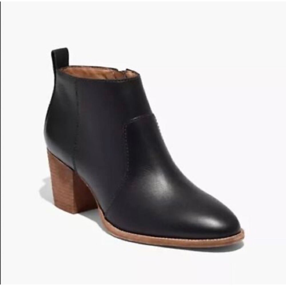 Madewell Leather Ankle Boots Black Block Heel Booties Style G8025 Made Sz 11 new